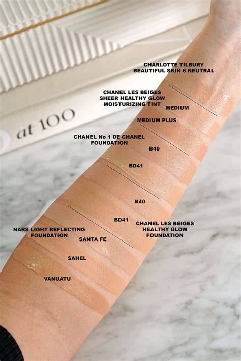 chanel 1 foundation swatches|Chanel foundation comparison chart.